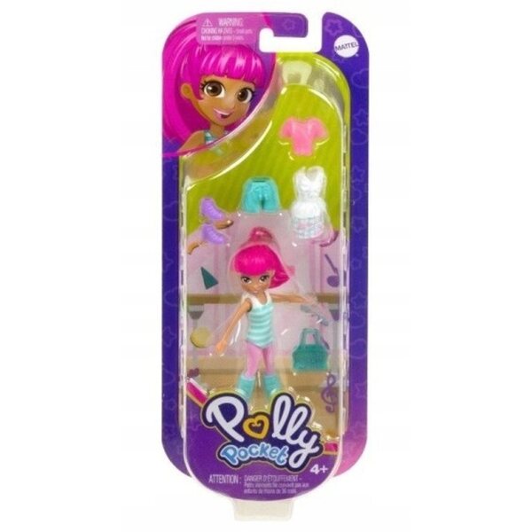Mattel Polly Pocket 8 cm große Sportpuppe mit bunter Kleidung und Accessoires