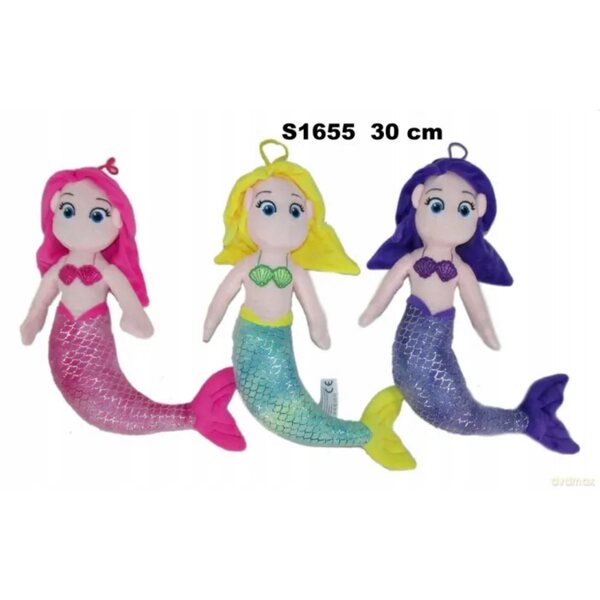 Peluche Sirena 30 cm con Volto Ricamato - Gioco Morbido per Bambini 6+