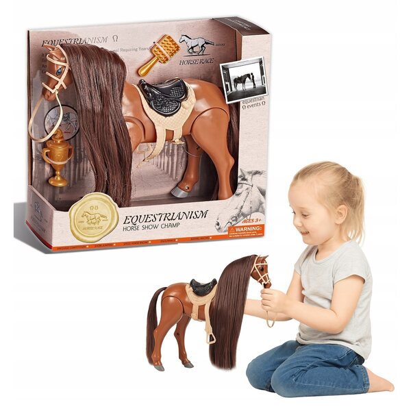 Interaktives braunes Championpferd 29 cm mit Bewegung und Zubehör für Kinder
