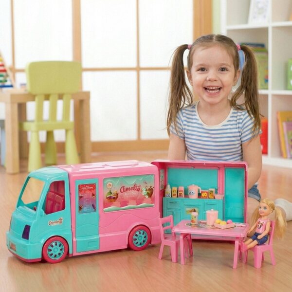 Großer, faltbarer Spielzeugcamper für Kinder ab 3 Jahren, mobile Eisdiele von LittleKingdom