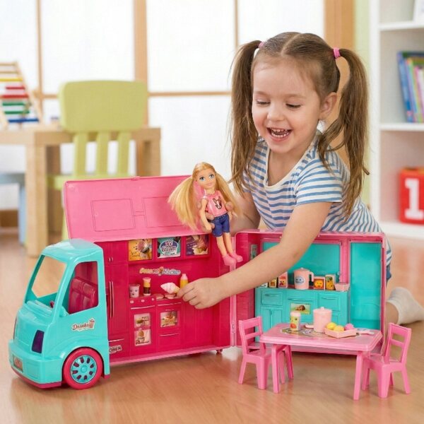 Großer, faltbarer Spielzeugcamper für Kinder ab 3 Jahren, mobile Eisdiele von LittleKingdom