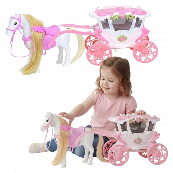 Cavallo e carrozza della principessa con effetti luminosi e sonori per ragazze dai 3 anni in su