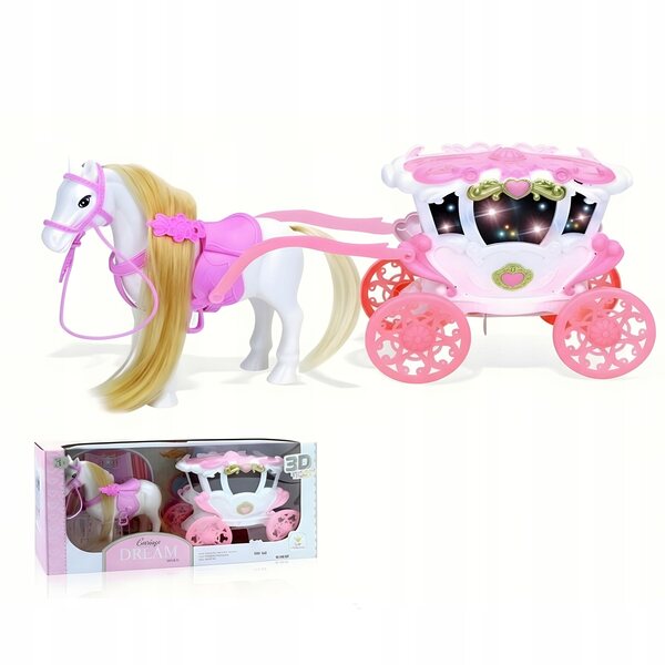 Cavallo e carrozza della principessa con effetti luminosi e sonori per ragazze dai 3 anni in su