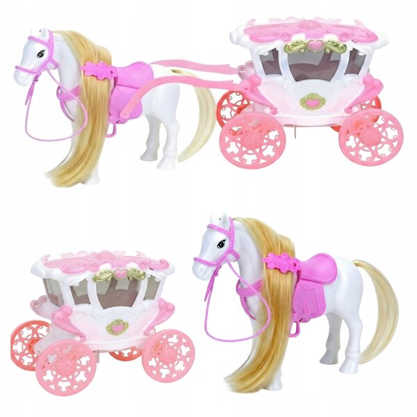 Cavallo e carrozza della principessa con effetti luminosi e sonori per ragazze dai 3 anni in su