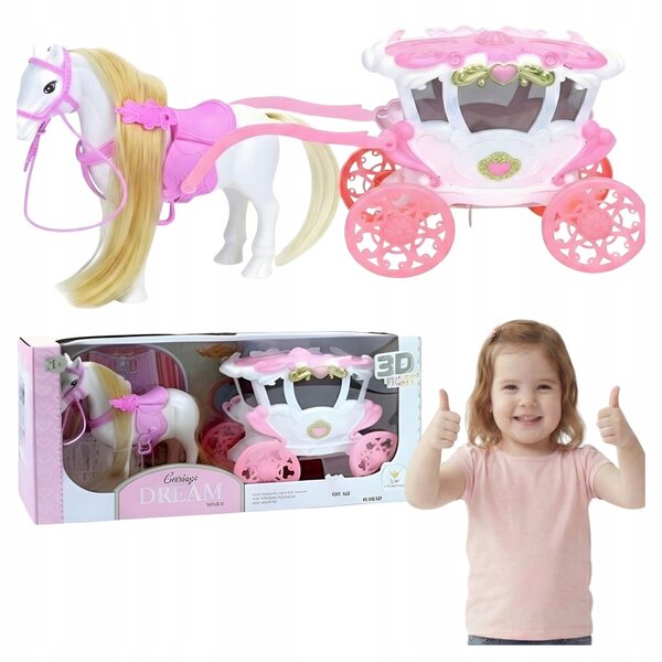 Cavallo e carrozza della principessa con effetti luminosi e sonori per ragazze dai 3 anni in su