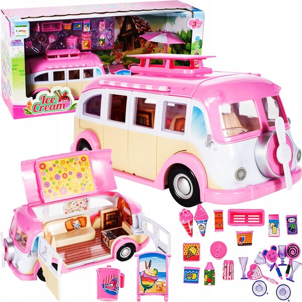 Auto Kamper Lodziarnia für Lelle Pink und Weiß mit Food Truck Zubehör