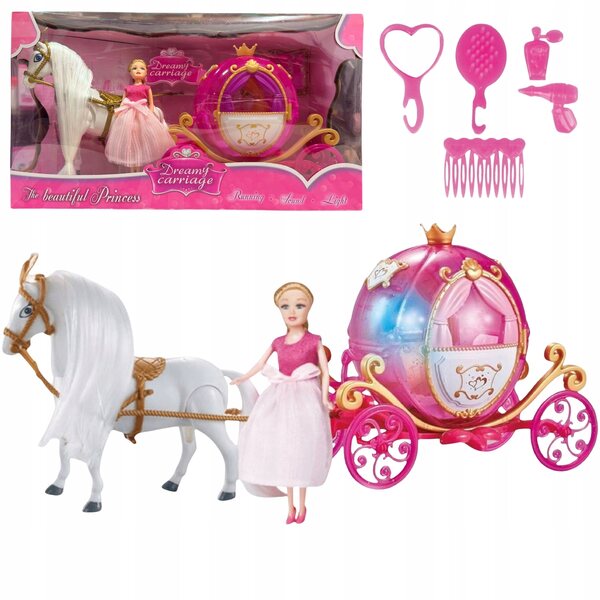Kareta mit wandelndem Pferd, Licht und Geräuschen – Prinzessinnen-Set mit Puppe
