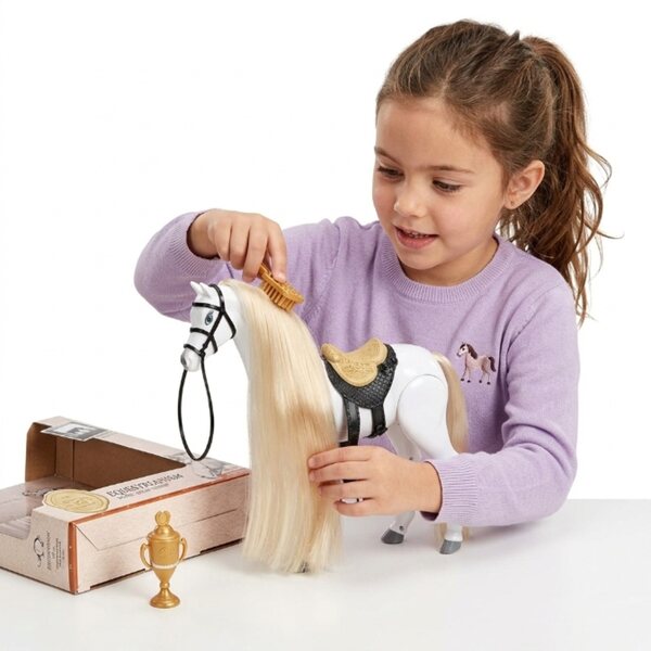 Campione interattivo Cavallo bianco che cammina con criniera rigogliosa - Giocattolo per bambini