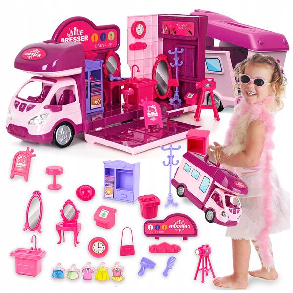 2in1 Puppencamper, Traumhaus mit Zubehör, kreatives Spielzeug für Kinder