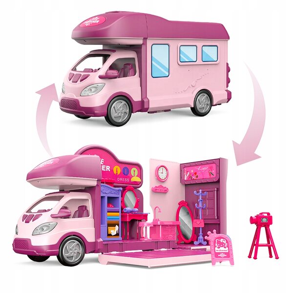 2in1 Puppencamper, Traumhaus mit Zubehör, kreatives Spielzeug für Kinder