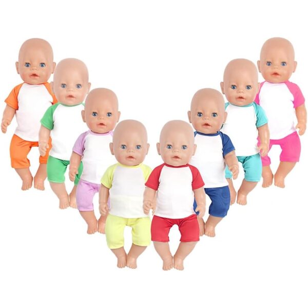Kleidung für amerikanische 18-Zoll-Puppen – 2-teiliges Set aus orangefarbenem T-Shirt und Shorts