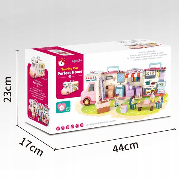 Camper musicale con casa delle bambole LED con suono e 4 personaggi 3+