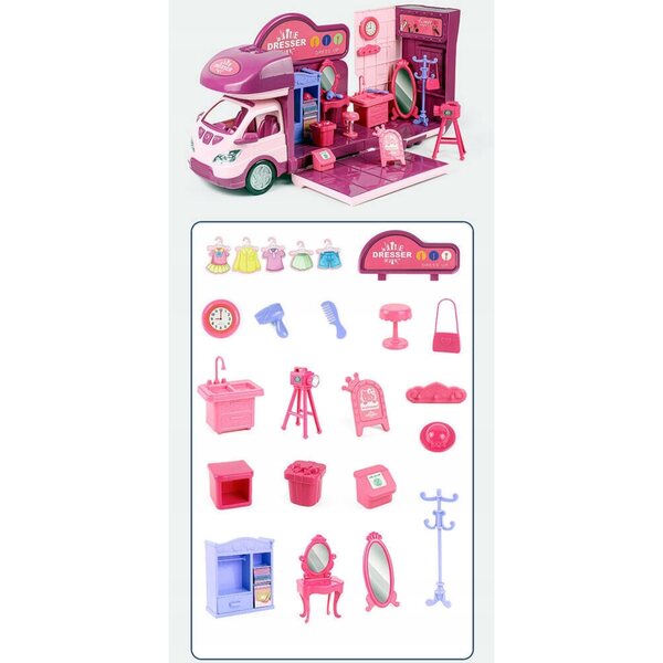 Kamper per bambole Sapphire Kids viola, gioco pieghevole con LED e senza suoni