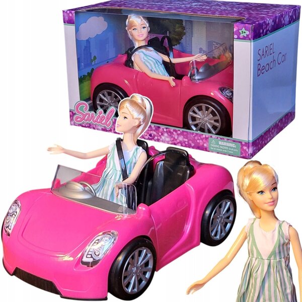 Rosafarbenes Cabrio-Spielzeugauto mit Puppe für Kinder ab 3 Jahren – lustiges und sicheres Set