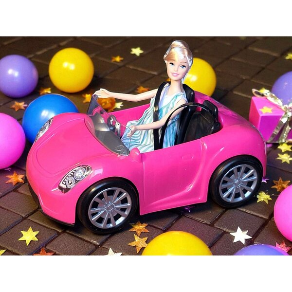 Rosafarbenes Cabrio-Spielzeugauto mit Puppe für Kinder ab 3 Jahren – lustiges und sicheres Set