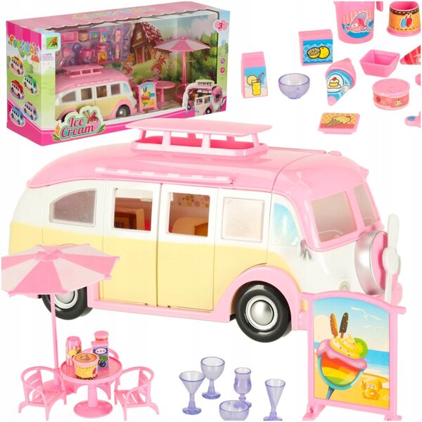 Camper-Eisdiele mit Tisch und Stühlen 30-teilig für Kinder ab 3 Jahren aus Kunststoff