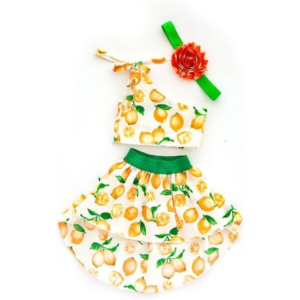 3-teiliges Set mit Kleidung für 18-Zoll-Puppen – Rock mit Blumenmuster, Oberteil mit Schnürung und Halsband