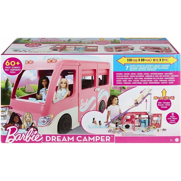 Barbie Kamper Marzeń Dream Camper mit Zubehör und Spielbereichen für Kinder