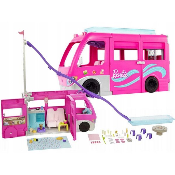 Barbie Kamper Marzeń Dream Camper mit Zubehör und Spielbereichen für Kinder
