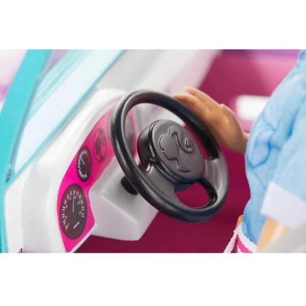 Barbie Beach Jeep für Kinder ab 3 Jahren mit rollenden Rädern und rosa und lila Details