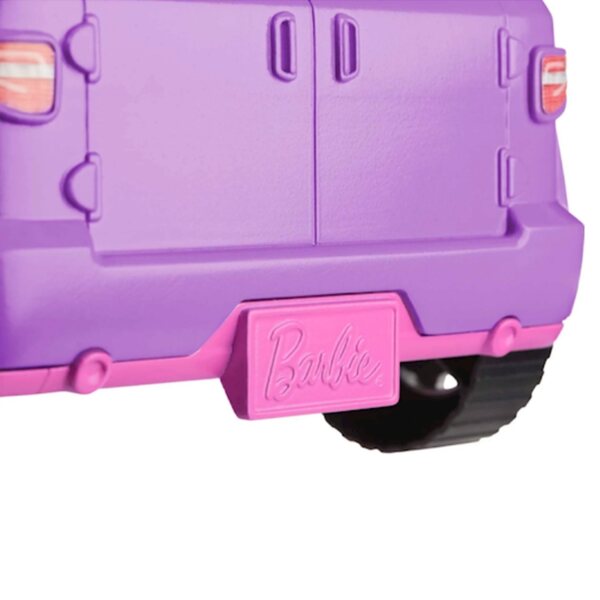 Barbie Beach Jeep für Kinder ab 3 Jahren mit rollenden Rädern und rosa und lila Details