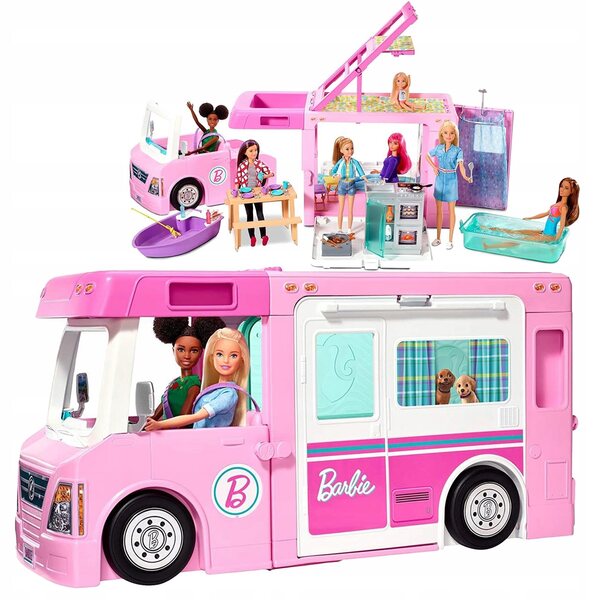 Barbie DreamCamper 3 in 1 Kamper mit Zubehör und Transformationen für Kinder