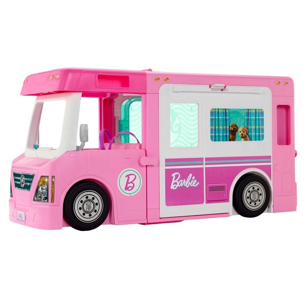 Barbie DreamCamper 3 in 1 Kamper mit Zubehör und Transformationen für Kinder