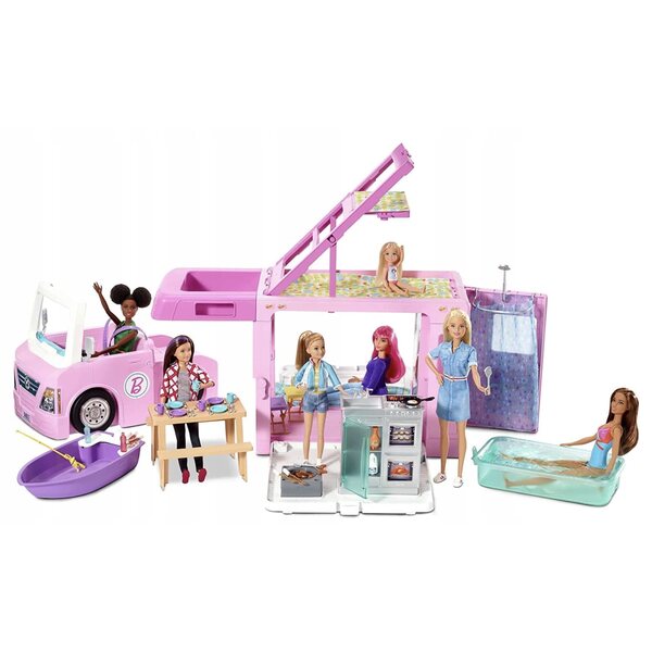 Barbie DreamCamper 3 in 1 Kamper mit Zubehör und Transformationen für Kinder
