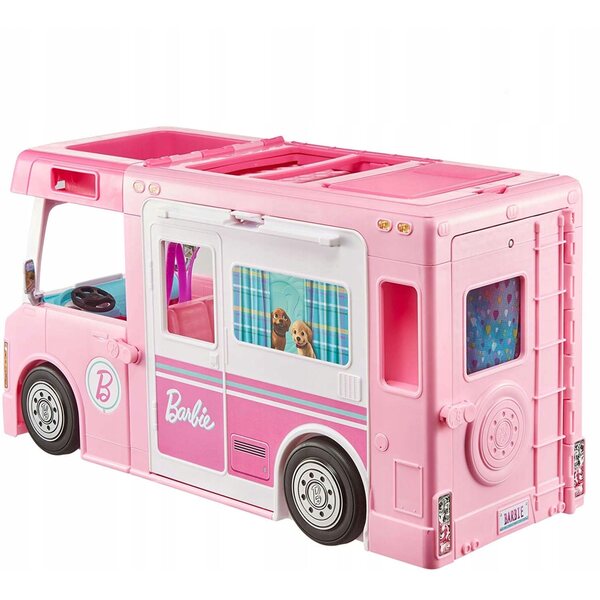 Barbie DreamCamper 3 in 1 Kamper mit Zubehör und Transformationen für Kinder