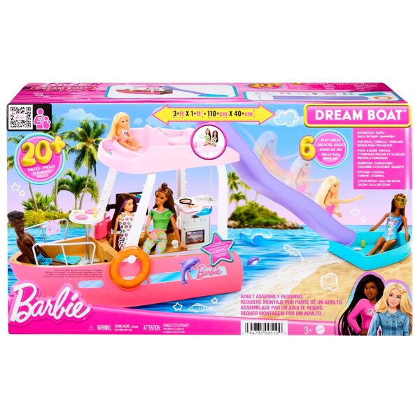 Barbie-Spielboot mit Rutsche, Pool und über 20 Kunststoffzubehörteilen