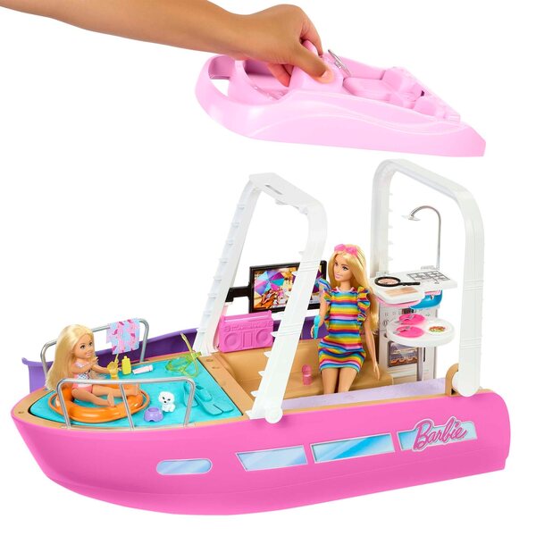 Barbie-Spielboot mit Rutsche, Pool und über 20 Kunststoffzubehörteilen
