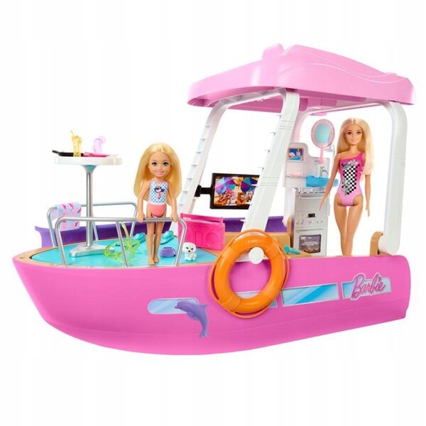 Barbie-Spielboot mit Rutsche, Pool und über 20 Kunststoffzubehörteilen