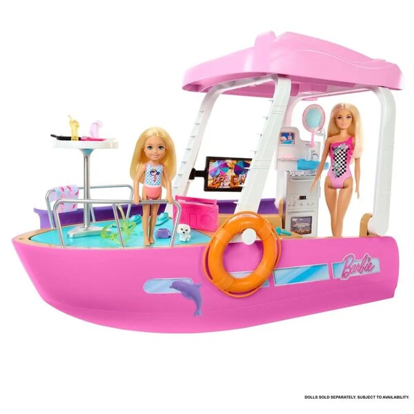 Barbie-Spielboot mit Rutsche, Pool und über 20 Kunststoffzubehörteilen