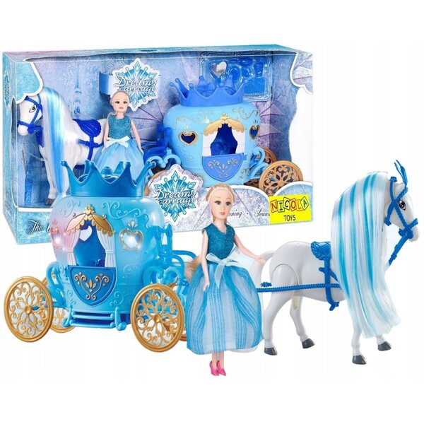 Set carrozza con cavallo camminante per bambole Nicola Toys con suoni e luci