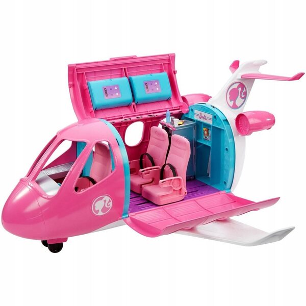 Barbie großes Spielzeugflugzeug mit komplettem Zubehör für Kinder ab 3 Jahren