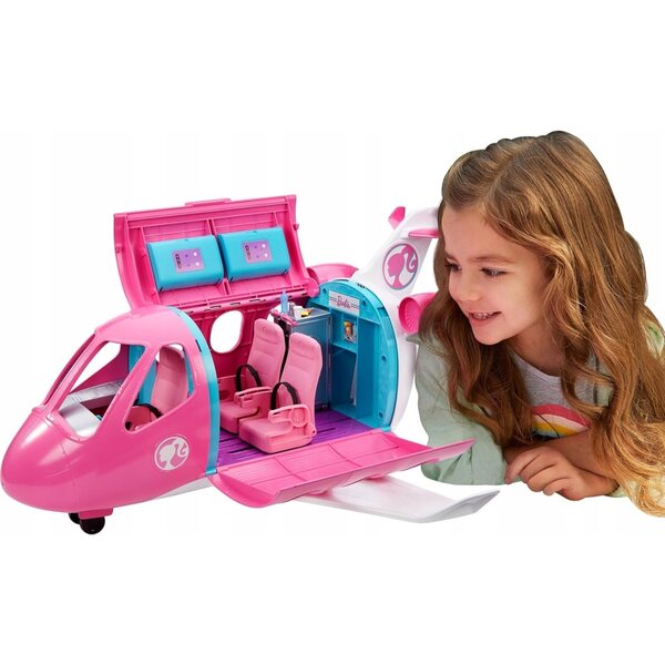 Barbie großes Spielzeugflugzeug mit komplettem Zubehör für Kinder ab 3 Jahren