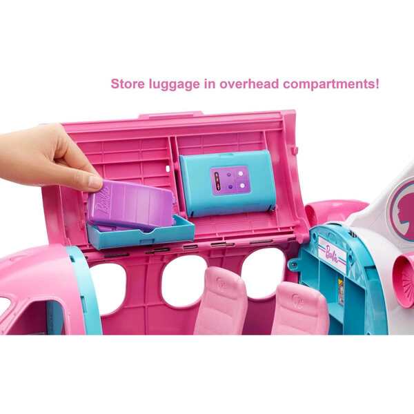 Barbie großes Spielzeugflugzeug mit komplettem Zubehör für Kinder ab 3 Jahren