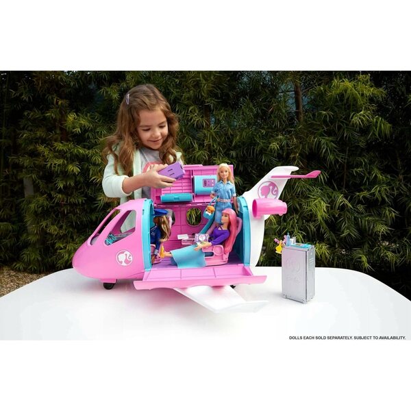 Barbie großes Spielzeugflugzeug mit komplettem Zubehör für Kinder ab 3 Jahren