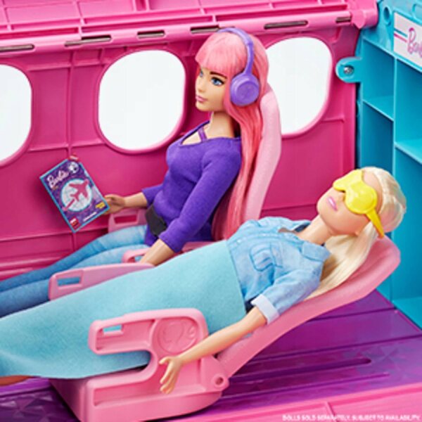 Barbie großes Spielzeugflugzeug mit komplettem Zubehör für Kinder ab 3 Jahren