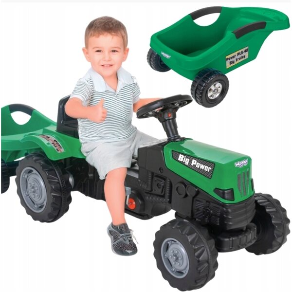 WOOPIE Traktor na Pedały Big PowerTrac z Przyczepą XXL Dla Dzieci Pojazd 3+