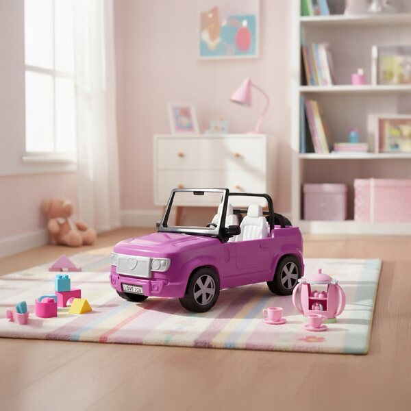 Großes Cabriolet-Auto für Puppen aus robustem Kunststoff, sicheres Spielzeug für 3+