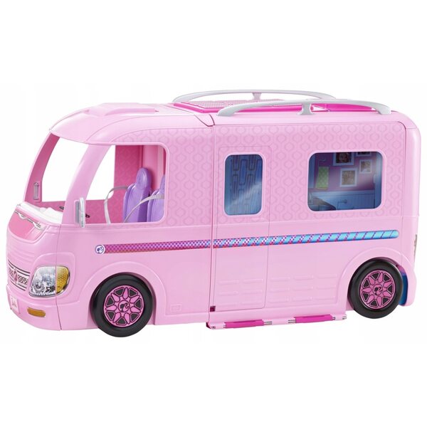 Kamper für Barbie mit Schwimmbad und erweiterbaren Spielbereichen, rosa Farbe