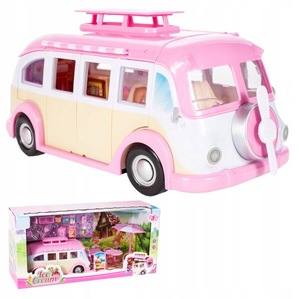 Autobus Kamper Lodziarnia per Bambini con Accessori e Aperture Funzionali