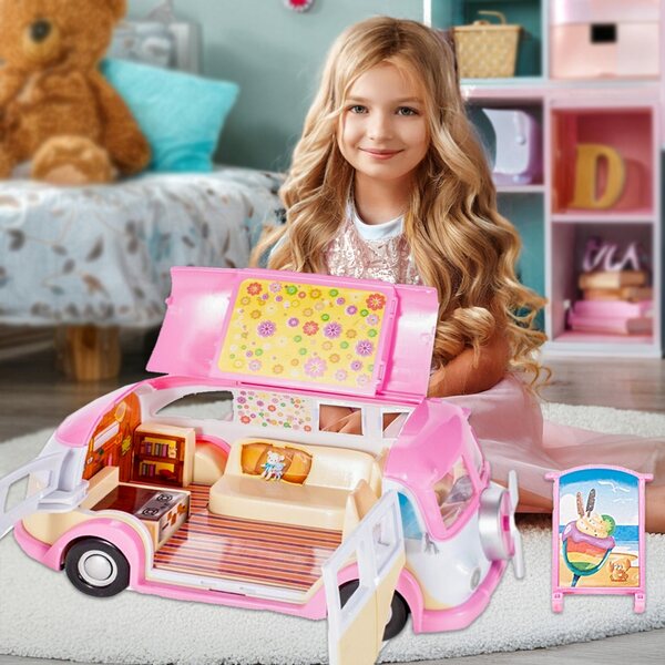 Autobus Kamper Lodziarnia per Bambini con Accessori e Aperture Funzionali