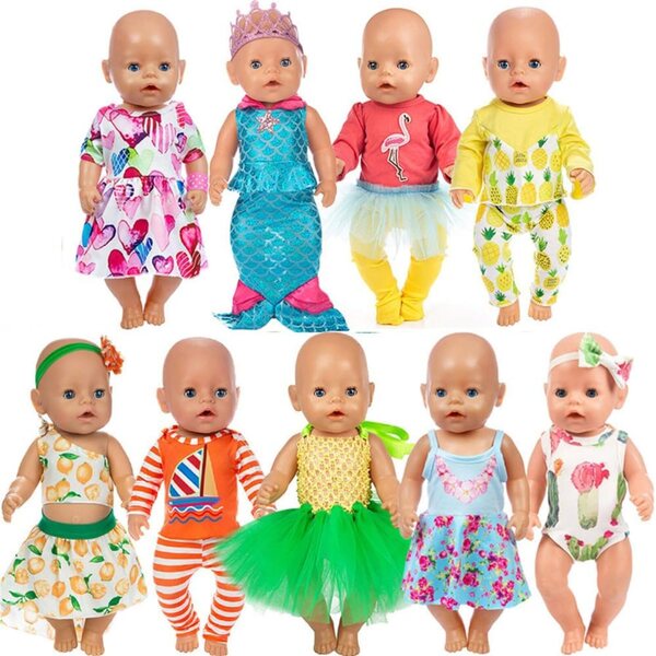18-Zoll-Puppenkleidung, Blumenkleid, Oberteil und Hose für 43–46 cm große Puppen