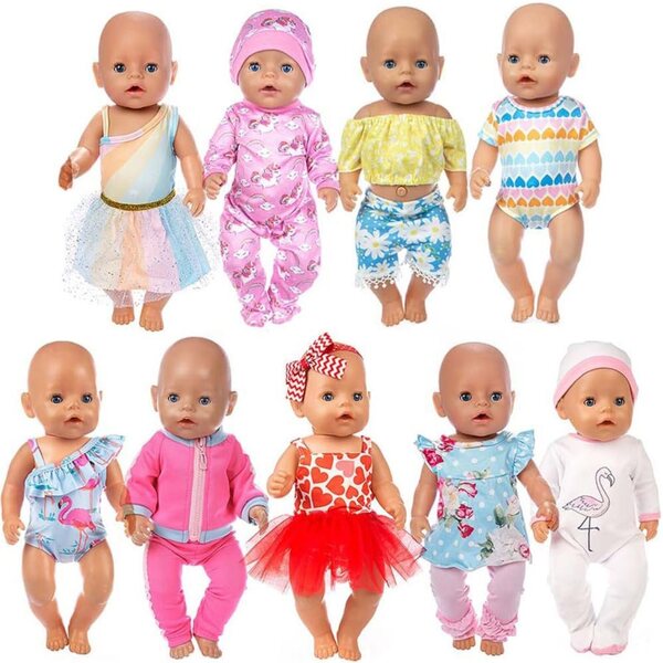 18-Zoll-Puppenkleidung, Blumenkleid, Oberteil und Hose für 43–46 cm große Puppen