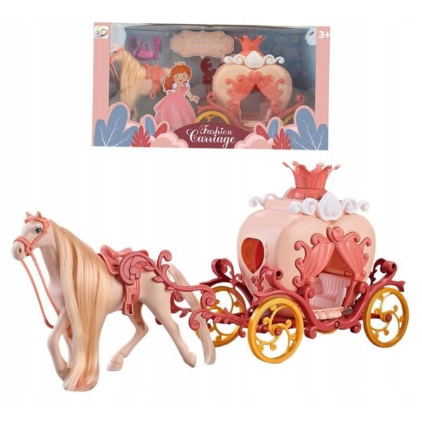 Eine Kutsche mit Pferd – ein Set für Kinder ab 3 Jahren mit beweglichen Rädern und stilvollem Design