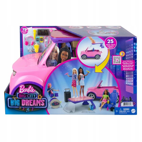 Barbie Big City Big Dreams Auto mit verwandelbarer Szene und Zubehör
