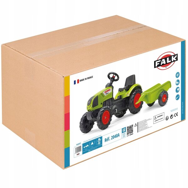 Falk Claas Arion Green Trettraktor mit Anhänger und Hupe für Kinder