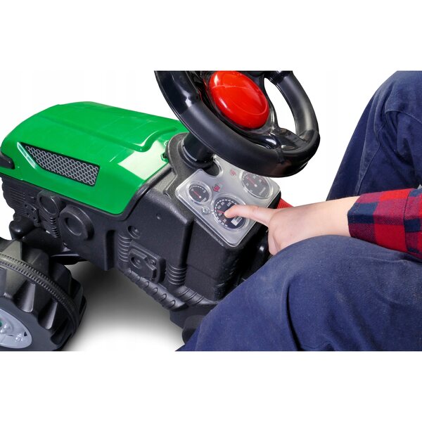 Grüner Woopie Trettraktor mit Hupe und Anhänger für Kinder ab 3 Jahren